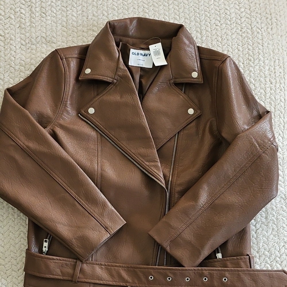 Old Navy Brown Faux Leather Moto Jacket
